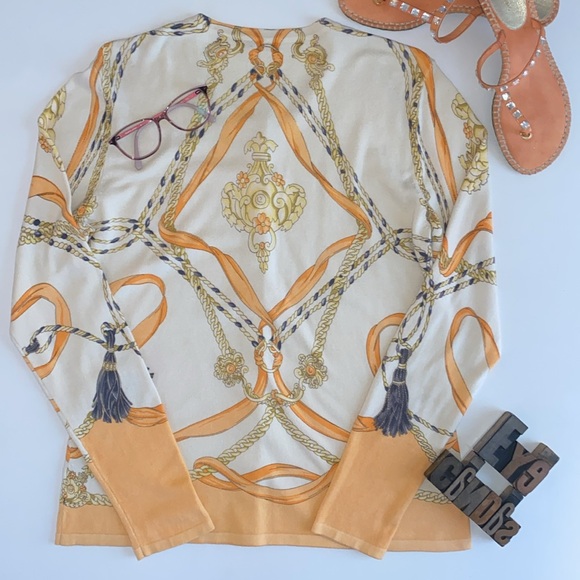 J. McLaughlin ‘Belleville’ Print Abbot Chain and Ribbon Cardigan Sweater - Picture 6 of 8